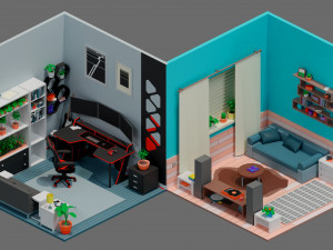 Low poly interior 2 3D Model