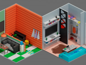 Low poly interior 2 3D Model