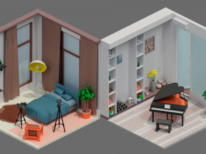Low poly interior 2 3D Model