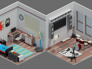 Low poly interior 2 3D Model