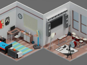 Low poly interior 2 3D Model