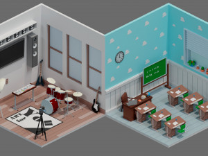 Low poly interior 2 3D Model