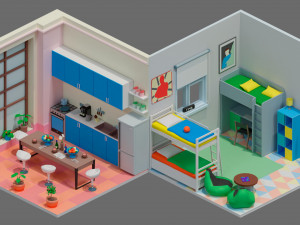 Low poly interior 2 3D Model