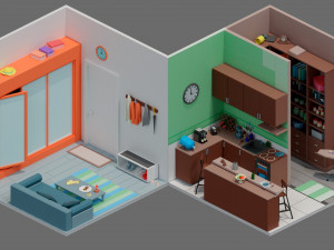 Low poly interior 2 3D Model