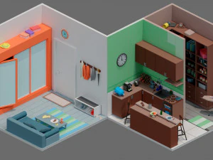 Low poly interior 2 3D Model