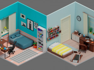 Low poly interior 2 3D Model