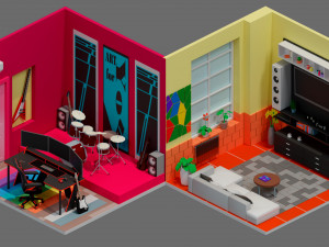Low poly interior 2 3D Model