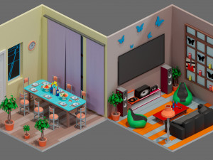 Low poly interior 2 3D Model
