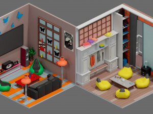 Low poly interior 2 3D Model