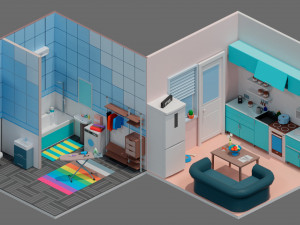 Low poly interior 2 3D Model