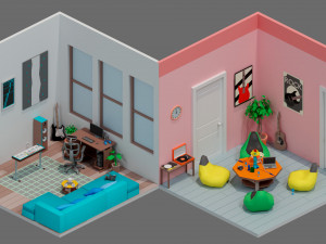 Low poly interior 2 3D Model