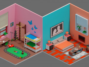 Low poly interior 2 3D Model
