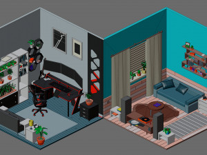 Low poly interior 2 3D Model