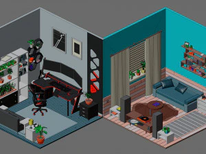 Low poly interior 2 3D Model