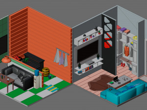 Low poly interior 2 3D Model