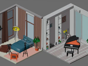 Low poly interior 2 3D Model