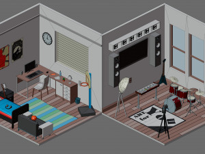 Low poly interior 2 3D Model