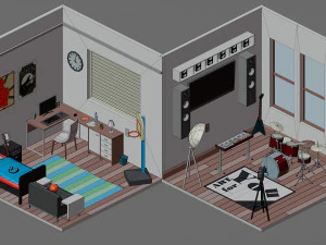 Low poly interior 2 3D Model