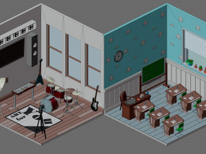 Low poly interior 2 3D Model