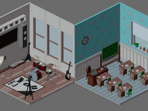 Low poly interior 2 3D Model