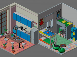 Low poly interior 2 3D Model