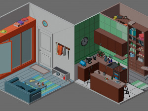 Low poly interior 2 3D Model