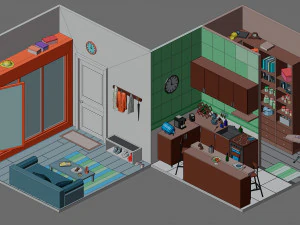 Low poly interior 2 3D Model