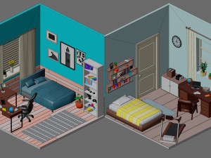 Low poly interior 2 3D Model