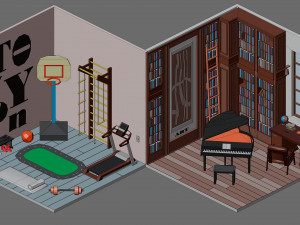 Low poly interior 2 3D Model