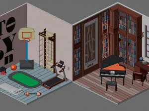 Low poly interior 2 3D Model