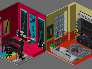 Low poly interior 2 3D Model
