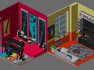 Low poly interior 2 3D Model