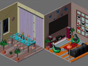Low poly interior 2 3D Model