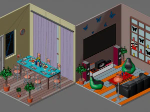Low poly interior 2 3D Model