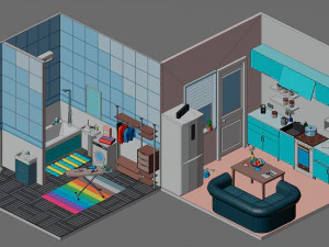 Low poly interior 2 3D Model