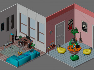 Low poly interior 2 3D Model