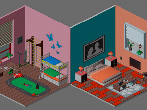 Low poly interior 2 3D Model