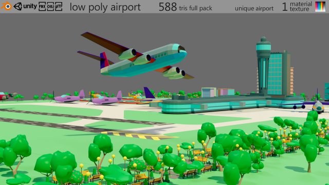 The airport 3D Model .c4d .max .obj .3ds .fbx .stl .blend 
