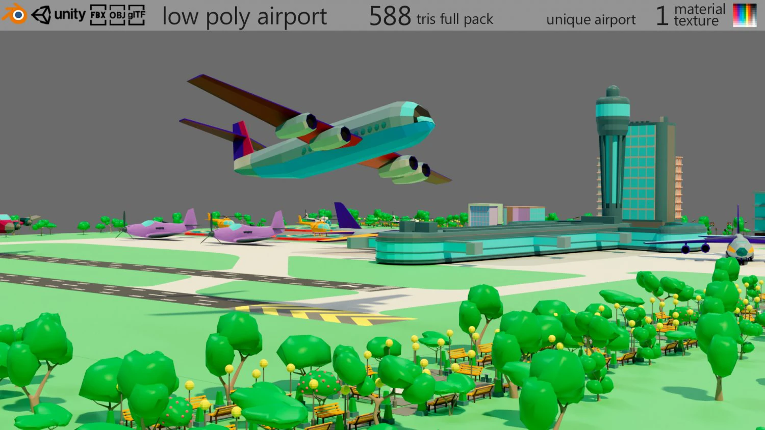 The airport 3D Model .c4d .max .obj .3ds .fbx .stl .blend