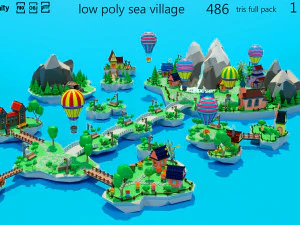 Cartoon sea village 3D Model