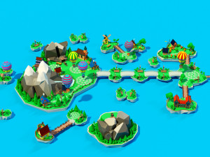 Cartoon sea village 3D Модель