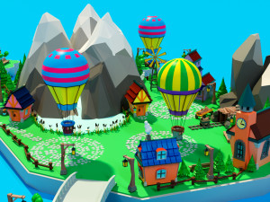 Cartoon sea village 3D Модель