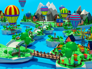 Cartoon sea village 3D Модель