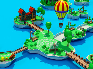 Cartoon sea village 3D Модель