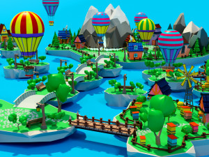 Cartoon sea village 3D Модель
