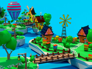 Cartoon sea village 3D Модель