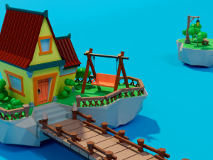 Cartoon sea village 3D Модель