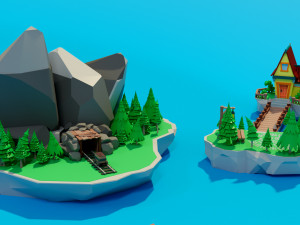 Cartoon sea village 3D Модель