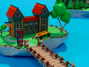 Cartoon sea village 3D Модель