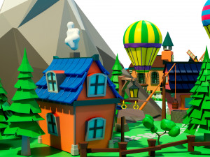 Cartoon sea village 3D Модель